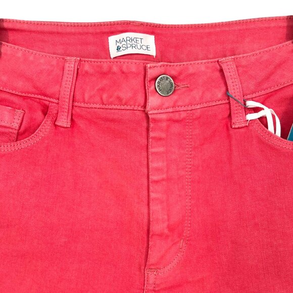 Market & Spruce Coral Cotton Blend Flat Front Mid-Rise Shorts Size 12 NWT - Picture 3 of 8